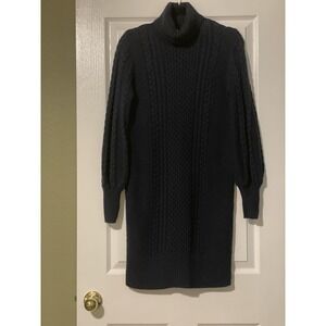 GAP Dress Womens Small Blue Cable Knit Turtleneck Sweater Shift Long Sleeve